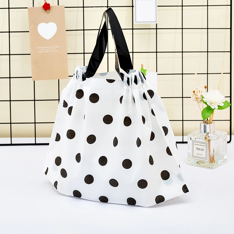 48 шт./партия белые пластиковые сумки в горошек магазины одежды подарочные с