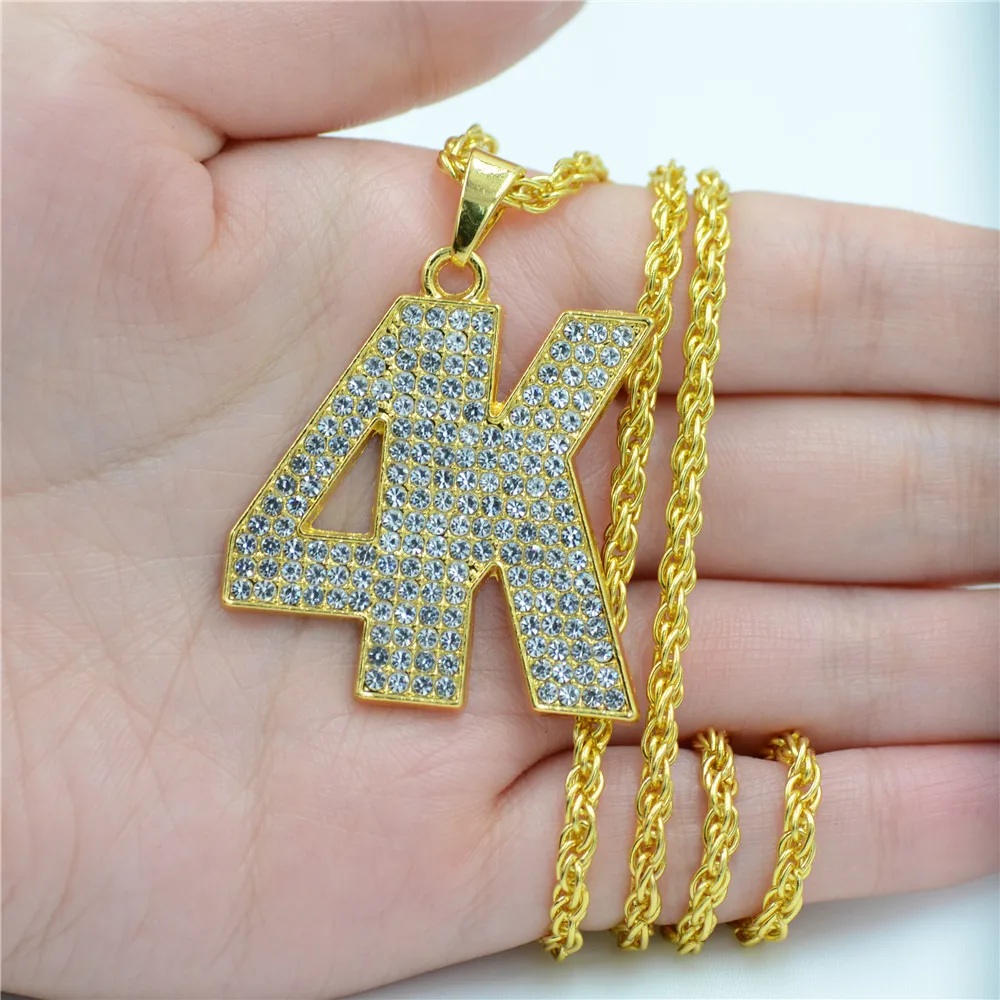 Женские и мужские подвески в стиле хип хоп со стразами буквами 4K|golden chain necklace|chain
