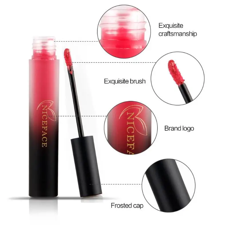 Матовая жидкая губная помада NiceFace Стойкий матовый блеск для губ нюдовая