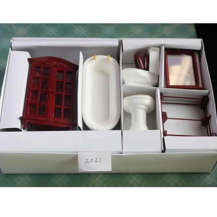 

A02-X035 children baby gift Toy 1:12 Dollhouse mini Furniture Miniature rement Redwood with with washroom 6pcs/set