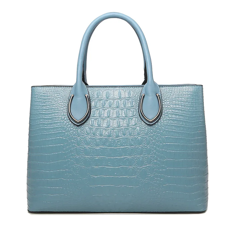 Sky Blue size L QIAOBAO Аллигатор женская сумка через плечо сумки женские известные бренды натуральная кожа сумка женские сумки через плечо - Цвет: Sky Blue size L