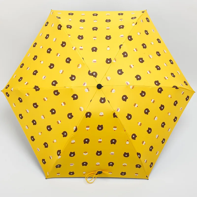 New Show Brown Bear Five Folding Mini Pocket Black Coating Parasol Umbrella Rain Women Kids Paraguas Easy To Carry Parapluie | Дом и сад