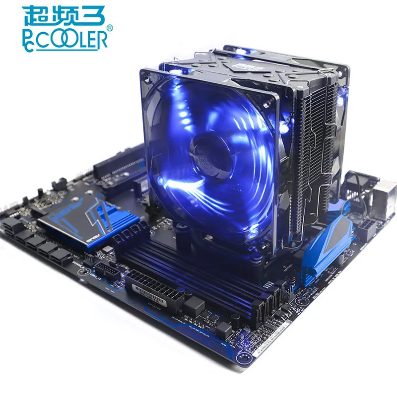 Pccooler x6 кулер для процессора 5 тепловых трубок 12 см вентилятор 4pin PWM светодиодный тихий вентилятор для intel 775 115x AMD AM4 радиатор охлаждения процессора двойной вентилятор