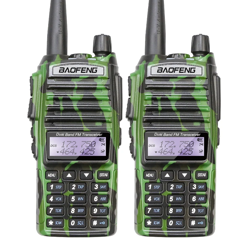 2PCS/Lot Free Shipping Camouflage BaoFeng UV-82 Dual-Band 136-174/400-520 MHz FM Ham Two-way Radio Walkie Talkie