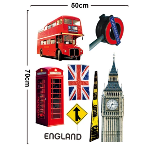 Бесплатная Доставка Главная DecorationVinyl Стикер Лондонский Автобус Биг Бен Флаг