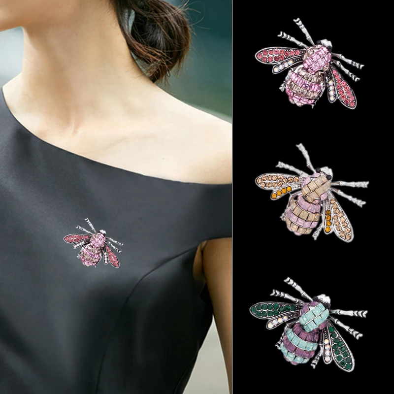 TDQUEEN Crystal Bee Brooches For Women Silver Color Metal Hijab Pins Jewelry Party New Dragonfly Butterfly Lapel Pin Broches | Украшения и