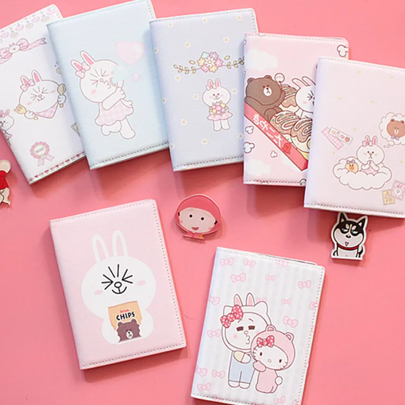 Кожаный холодный Держатель для паспорта с изображением цветов кролика кота