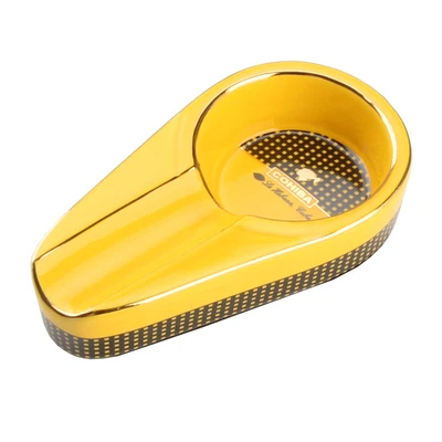 COHIBA Портативный металлический/керамическая пепельница для сигар, для путешествий, сигара пепельница, цвет золотистый съемный протирочная 184 г - Цвет: ceramics