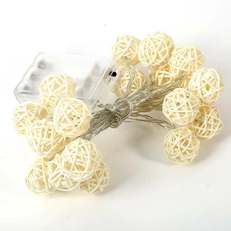

20 LED 250cm Warm White Rattan Ball String Fairy Lights For Christmas Xmas Wedding Decoration Party