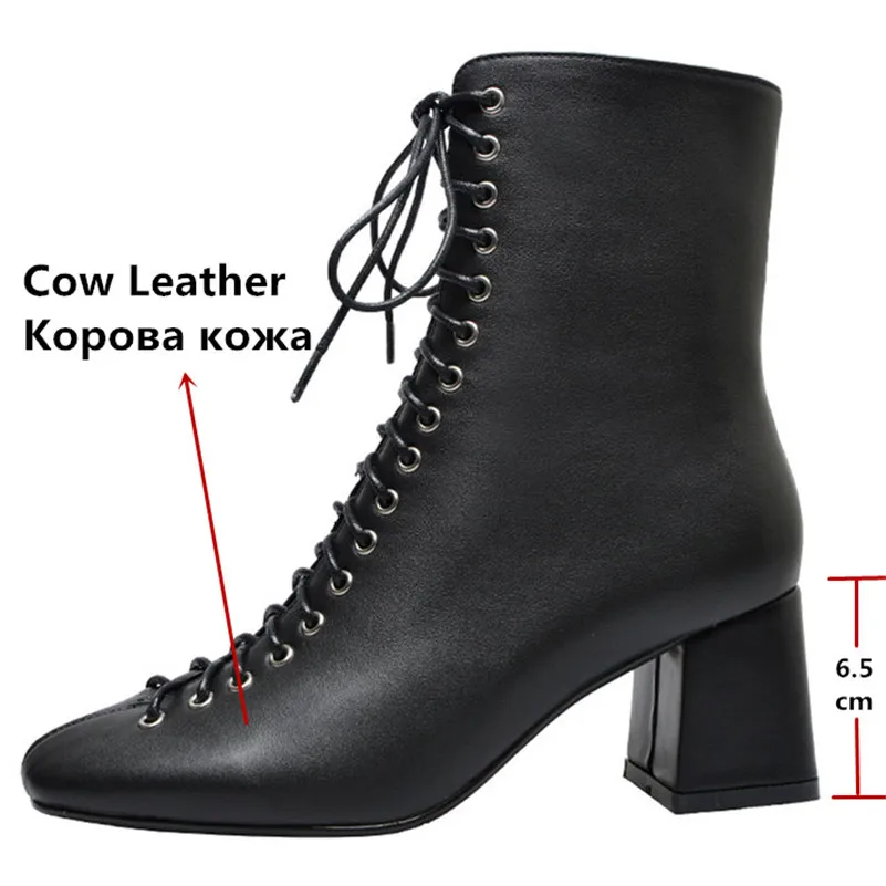 FEDONAS Euro Style New Arrival Fashion Women Ankle Boots Autumn Winter Cross-tied Square Toe Sexy Party Night Club Shoes Woman