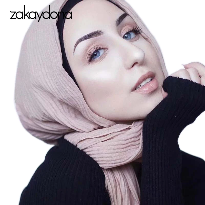 zakaydona Women Bubble Chiffon Scarf Soft Long Solid Color Islam Muslim Hijab Female Headband Green Scarfs For Ladies 0004 | Аксессуары