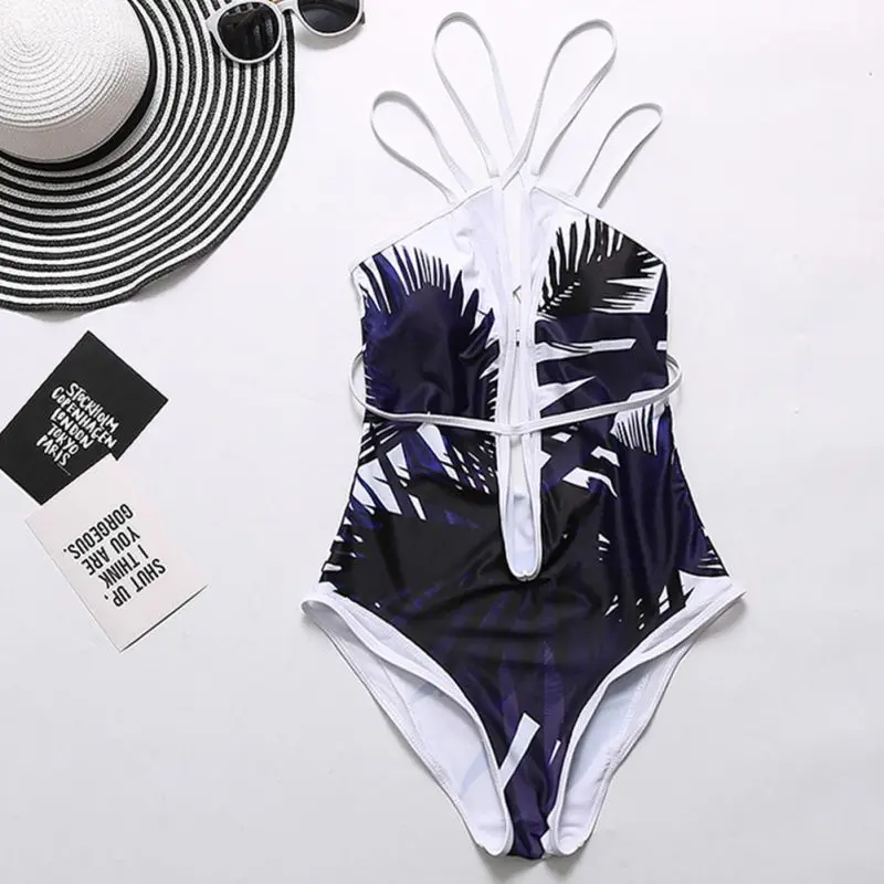 Женский купальник бикини с принтом в виде листьев пуш ап подкладкой женский