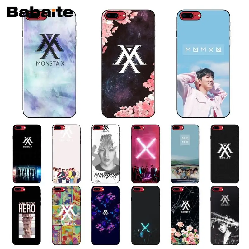 Умный чехол Babaite Monsta X KPOP для мальчиков черный мягкий iPhone XS MAX 6 6s 7 7plus 8 8Plus 5 5S SE