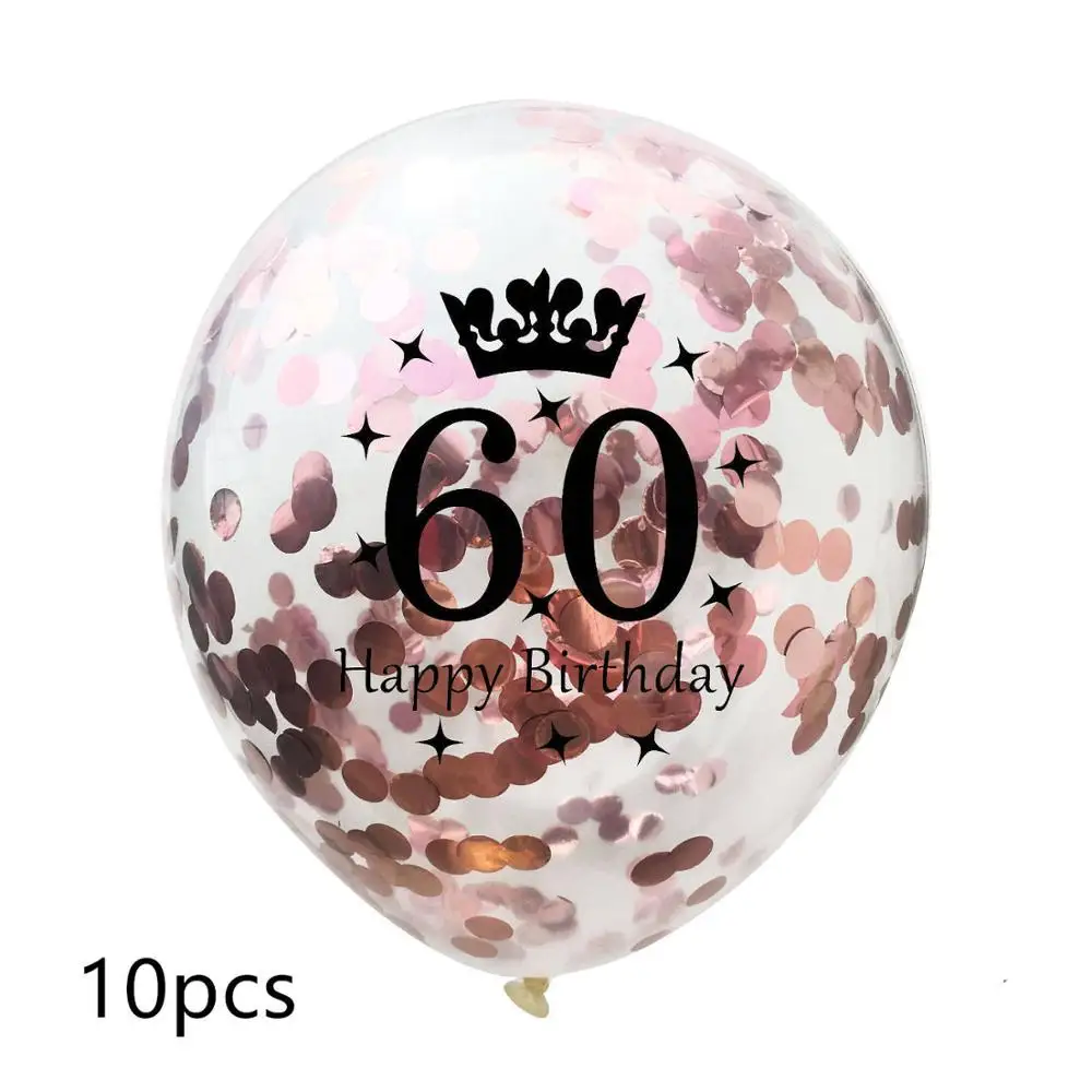 10pcs 10 шт 12 дюймов прозрачные блесток баллоны 16/18/21/30/40/50/60/70/80/90 лет конфетти воздушные шары для дня рождения вечерние украшения - Цвет: 10pcs