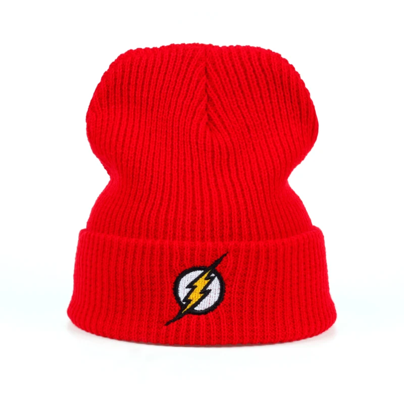 Зимняя шапка бини Skullies вязаная шапка Flash Hero Barry Allen вязаная зимняя шапка теплая хип-хоп шапка унисекс подростковые шляпы
