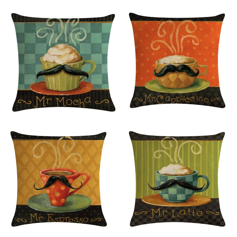 

Mr Cup декоративная наволочка из хлопка и льна, квадратная наволочка для подушки 45x45 см, наволочка для дома, офиса, автомобиля, дивана, Декор