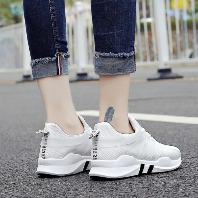 

2018 Student Breathable Lace Up Outdoor Women Shoes Air Mesh Lightweight Woman Vulcanized Sneakers White Pink Shoes