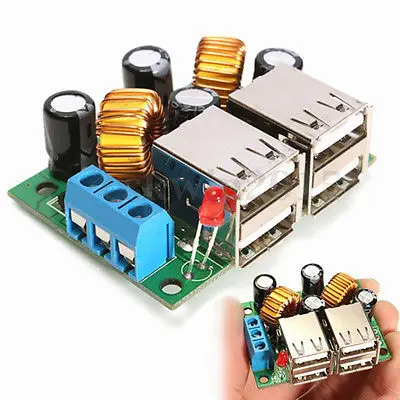 Автомобильное зарядное устройство 4-USB понижающий модуль питания DC 12 V 24 40 до 5 PC