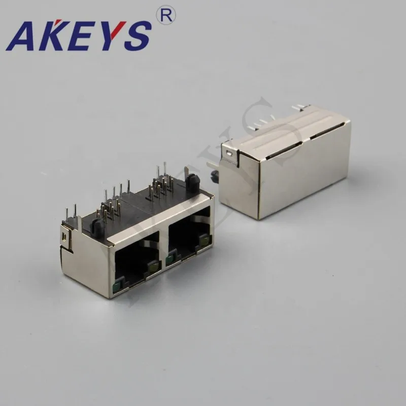 3 шт. 56 светодиодный 90 градусов 1x2 порта экранированный RJ45 ethernet разъем |