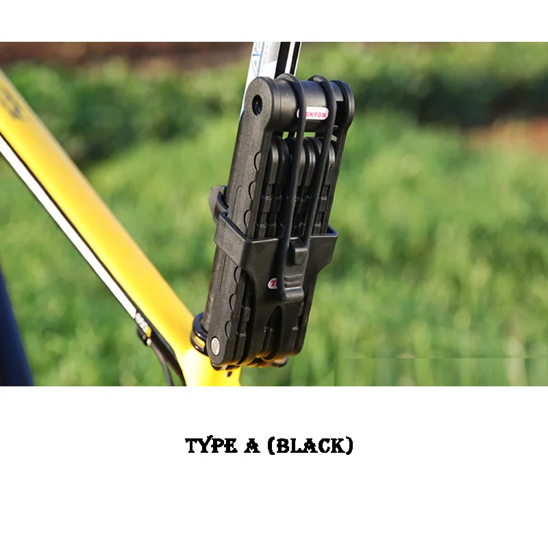 TYPE A BLACK Велосипедные складывающиеся замки, анти-порезы, безопасность, MTB, складной велосипедный замок, профессиональная Противоугонная защита, сплав, сталь, складной велосипедный замок - Цвет: TYPE A BLACK