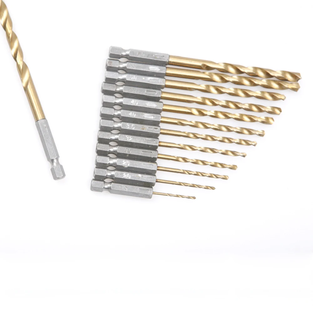 13PCS HSS 1/4 Hex Shank Quick Change Titanium Coated Drill Bit Set Tool Multi Bits 1.5-6.5mm Countersink Drilling | Инструменты