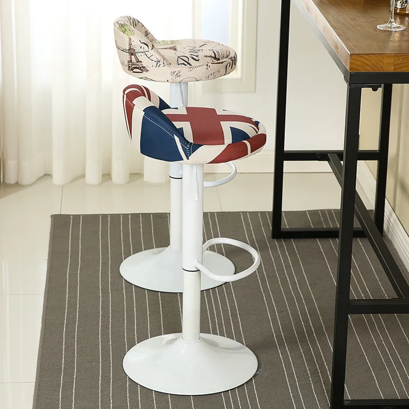 Льняной винтажный барный стул из нержавеющей стали 15 цветов вращающаяся