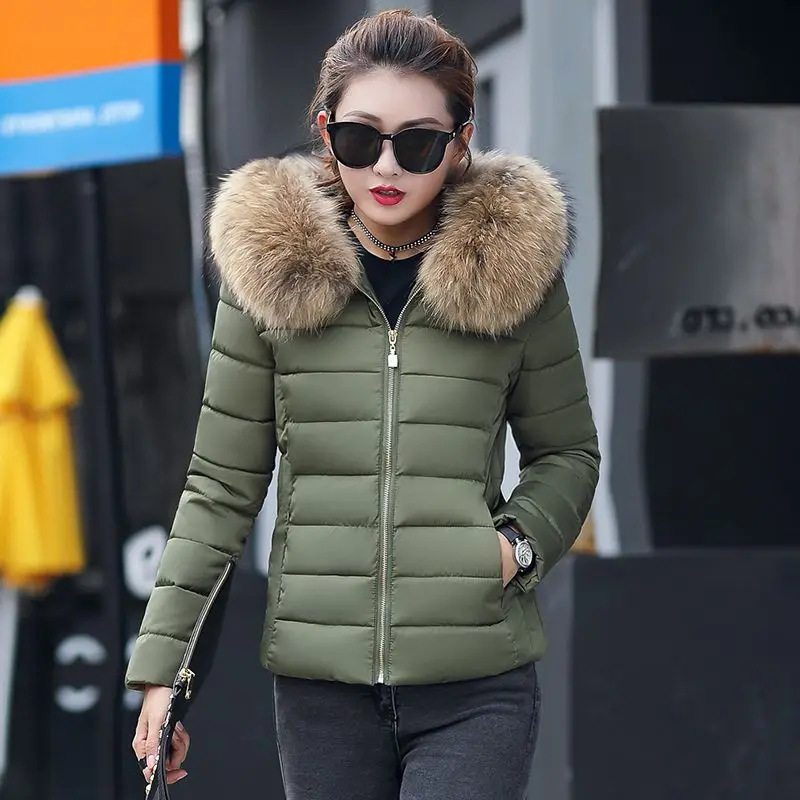 ArmyGreen Куртка женская зимняя куртка модная зимняя одежда в Корейском стиле; Новинка; пальто женская короткая заметка тонкая пуховая стеганая куртка - Цвет: ArmyGreen