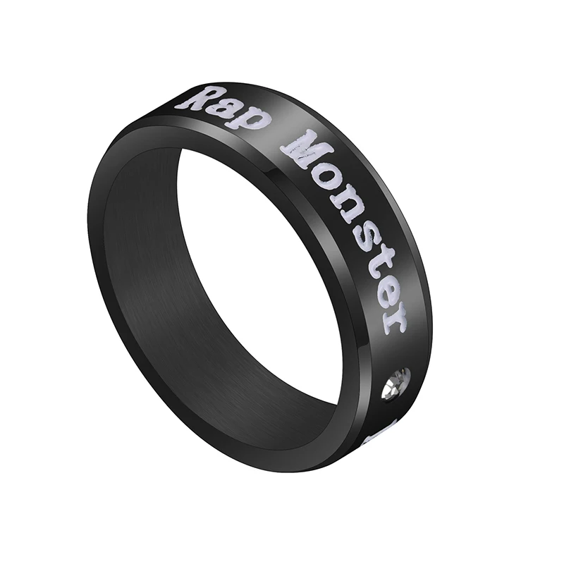 black Rap Auxauxme Titanium Steel Rap Monster Zircon Rings Gold Wedding Promise Ring For Women Men Engagement Jewelry Gift - Цвет основного камня: black Rap