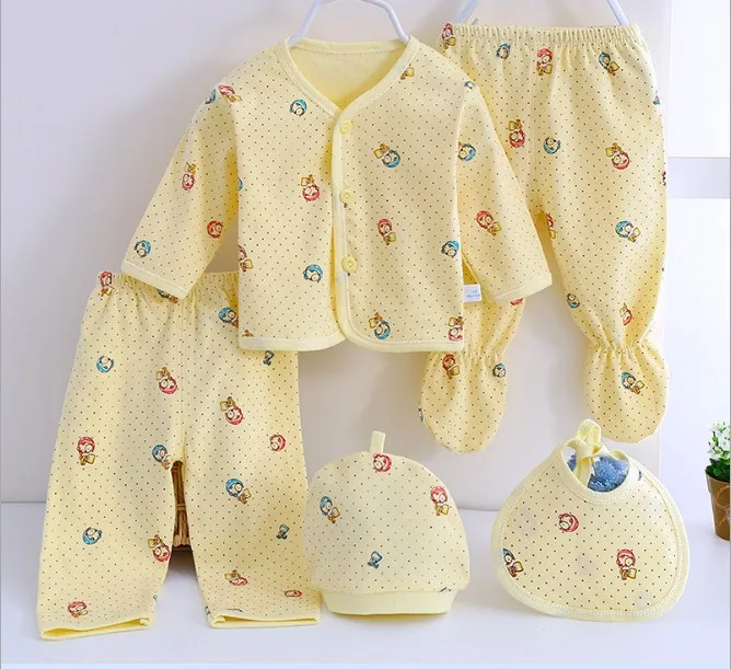 Комплект одежды для новорожденных мальчиков и девочек 0 6 месяцев 100% хлопок (5