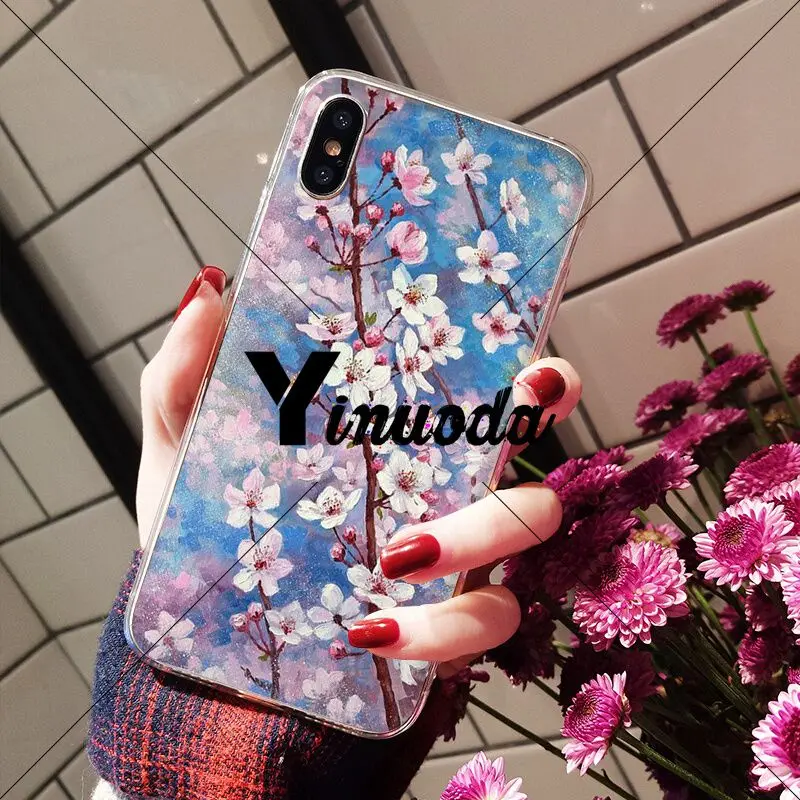 Yinuoda цветочный Вишневый дерево на заказ фото мягкий чехол для телефона iPhone 6S 6plus 7