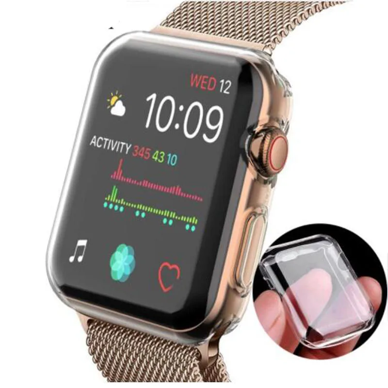 

Прозрачный чехол для Apple Watch Series 3 2 38 мм 42 мм, 360 мягкий прозрачный защитный чехол из ТПУ для iWatch 4 44 мм 40 мм