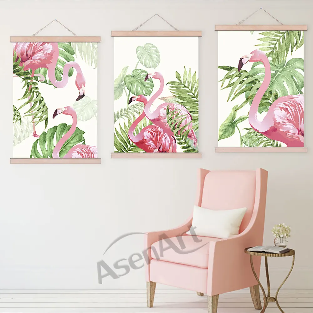 Modern Wall Art Nordic Poster Flamingo Creatives Simple Style Oil Canvas Painting for Fashion Kitchen Home Decoratives Framed | Дом и сад