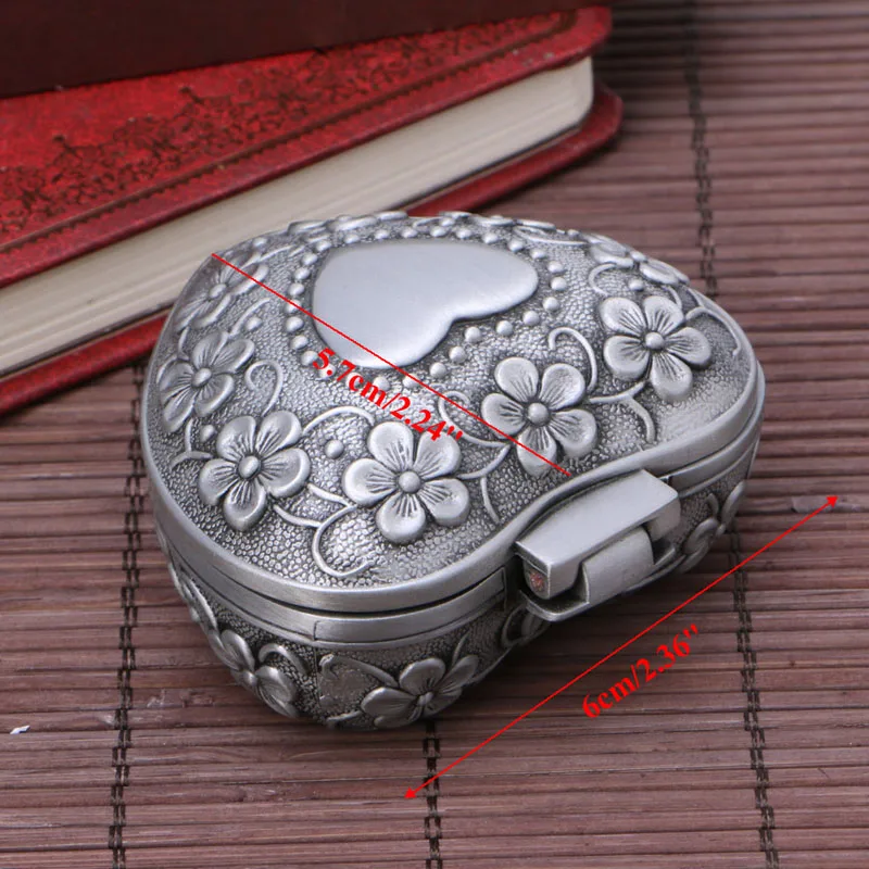 

Heart Love Jewelry Box Antique Alloy Case Ring Earring Necklace Storage Holder
