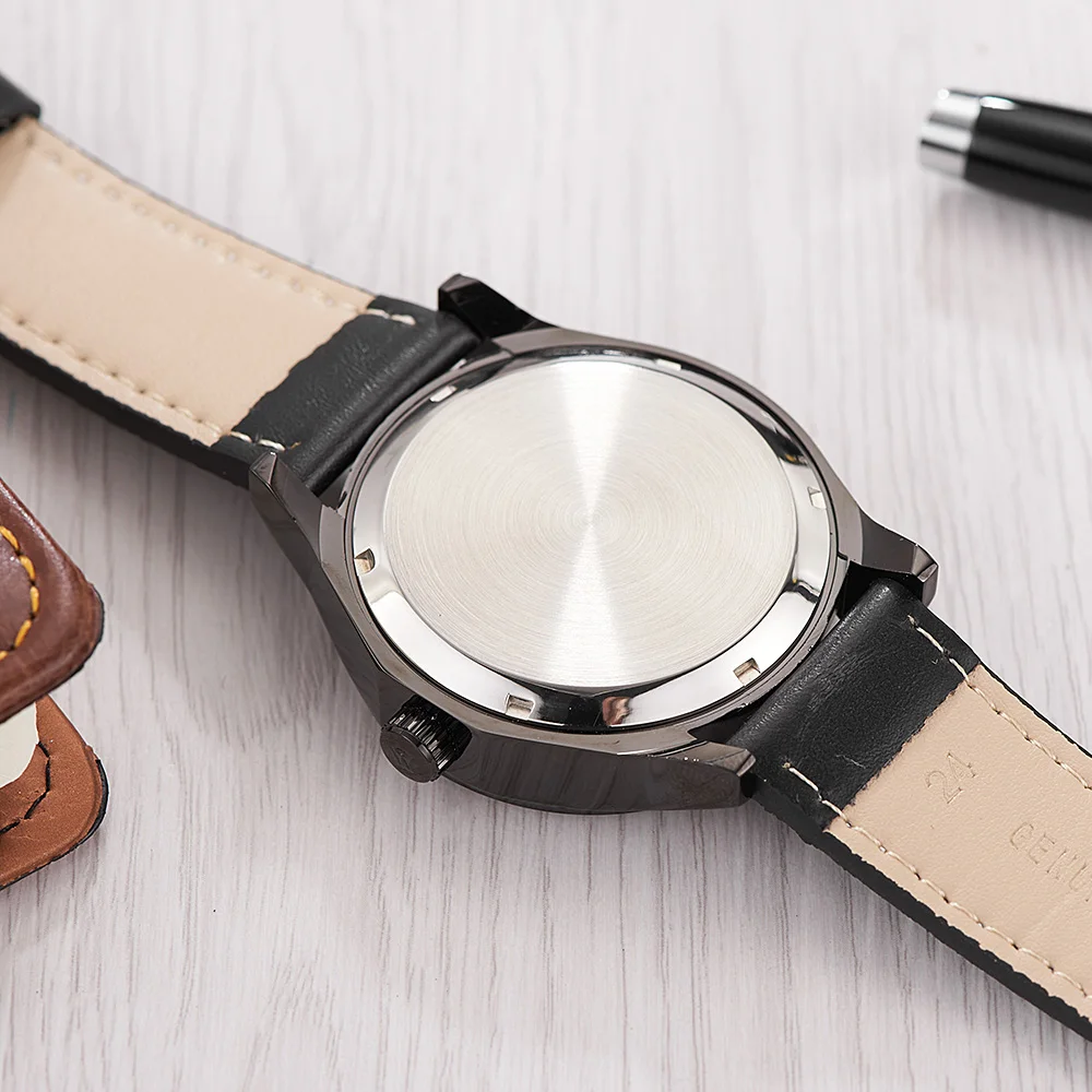 Новое поступление OUYAWEI Мужские автоматические ветрозащитные часы с кожаным