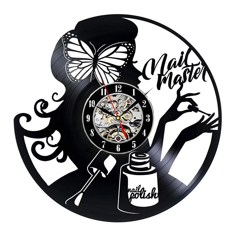 Маникюрные 3d-часы Saat Horloge Murale Wandklok маникюрные виниловые часы для студии 12 дюймов