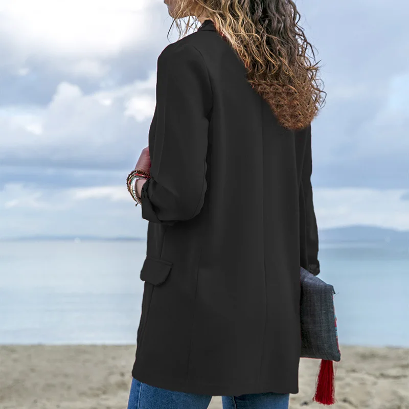 Женский блейзер в европейском и американском стиле приталенный однотонный