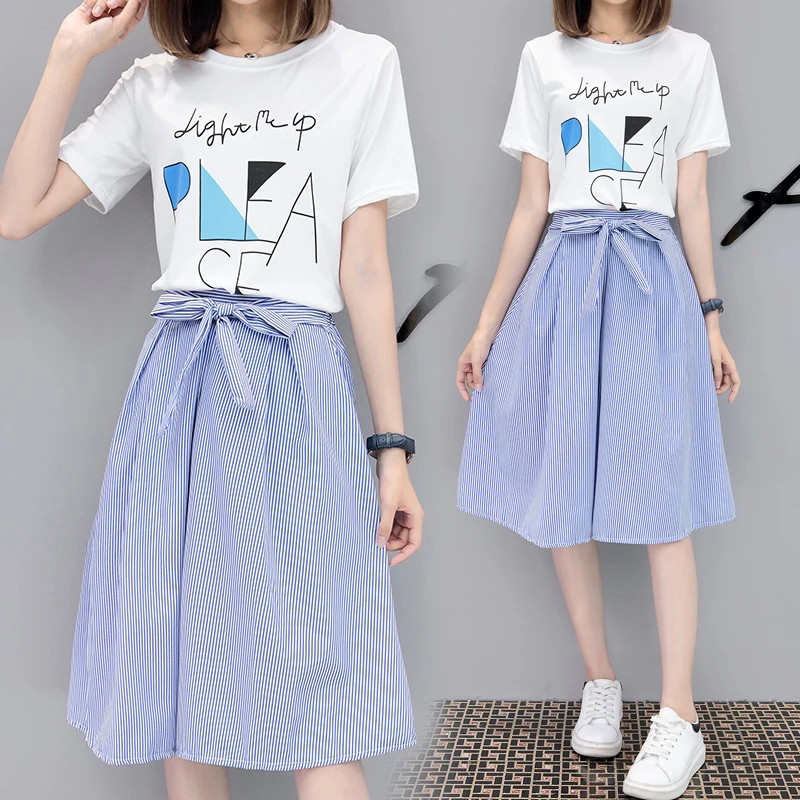 Новинка 2020 модные женские комплекты летние из двух предметов с круглым вырезом и