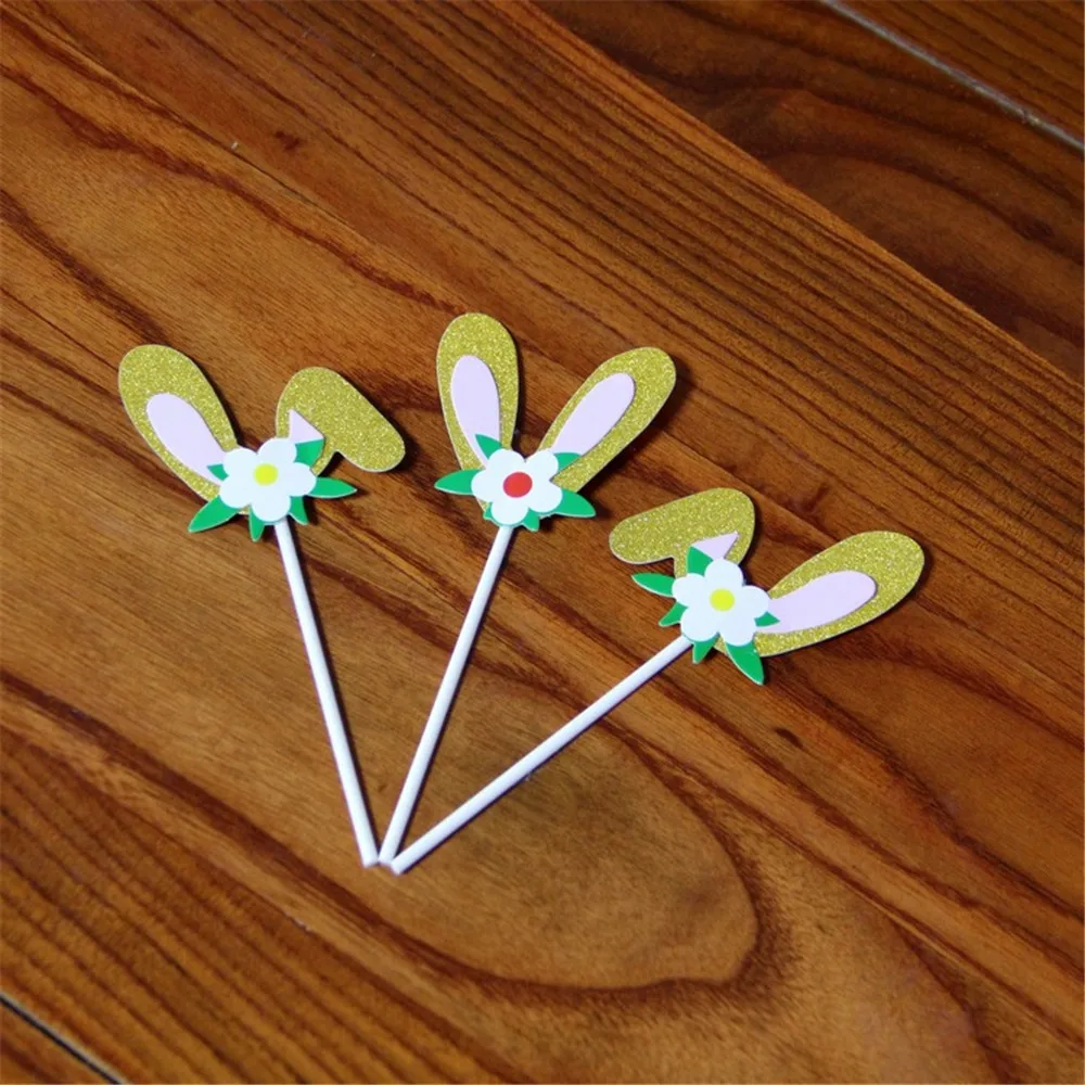 CRLEY 24 шт./лот бесплатная доставка тема с заячьими ушками топперы на торт для