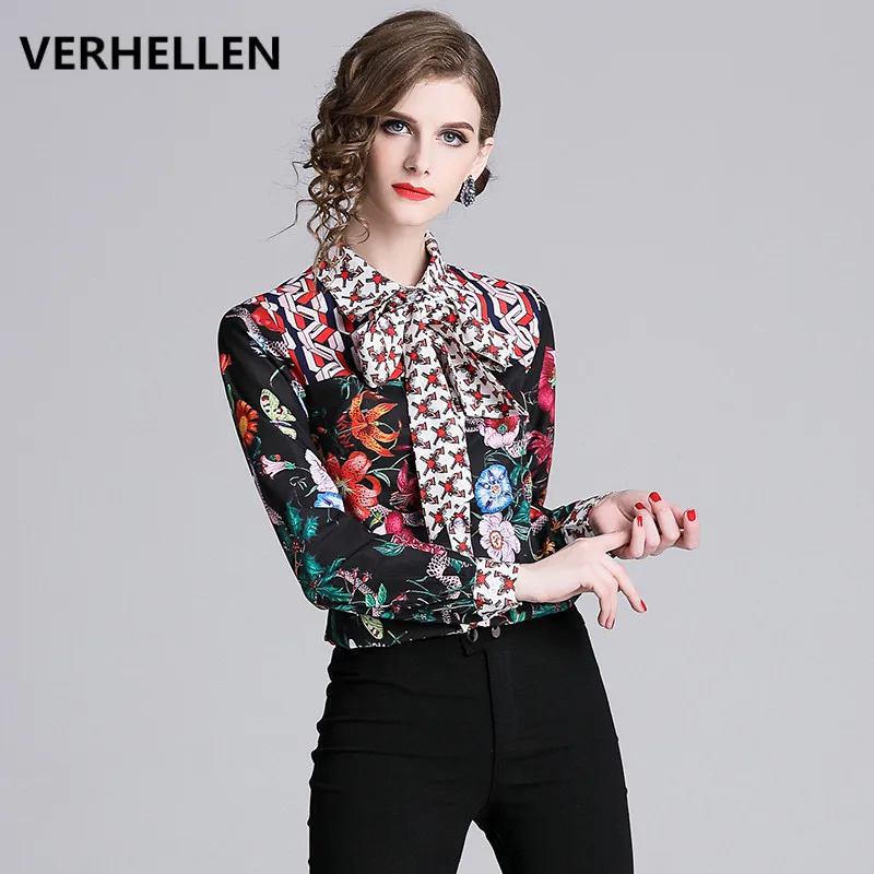 Женская модельная блузка VERHELLEN Повседневная рубашка с длинным рукавом и