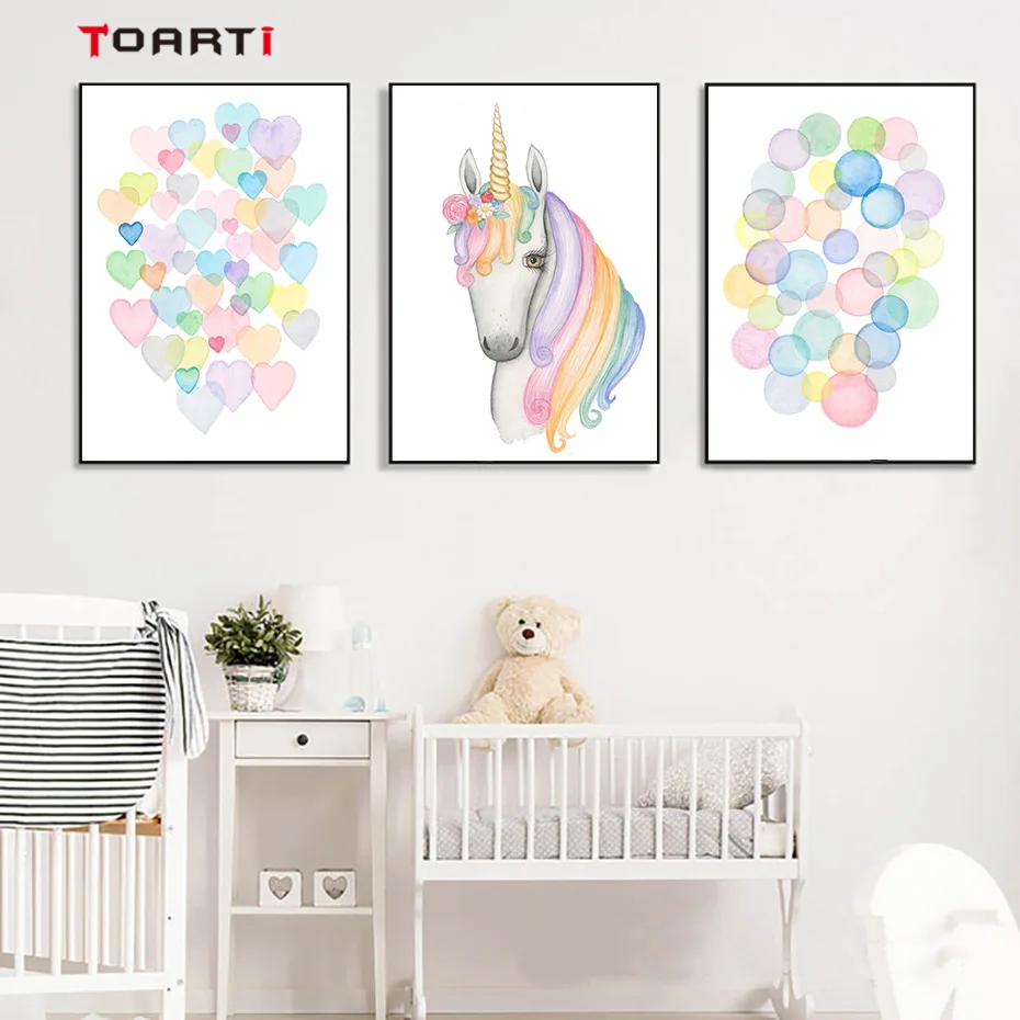 Настенное художественное изображение в виде коня единорога Картина на холсте