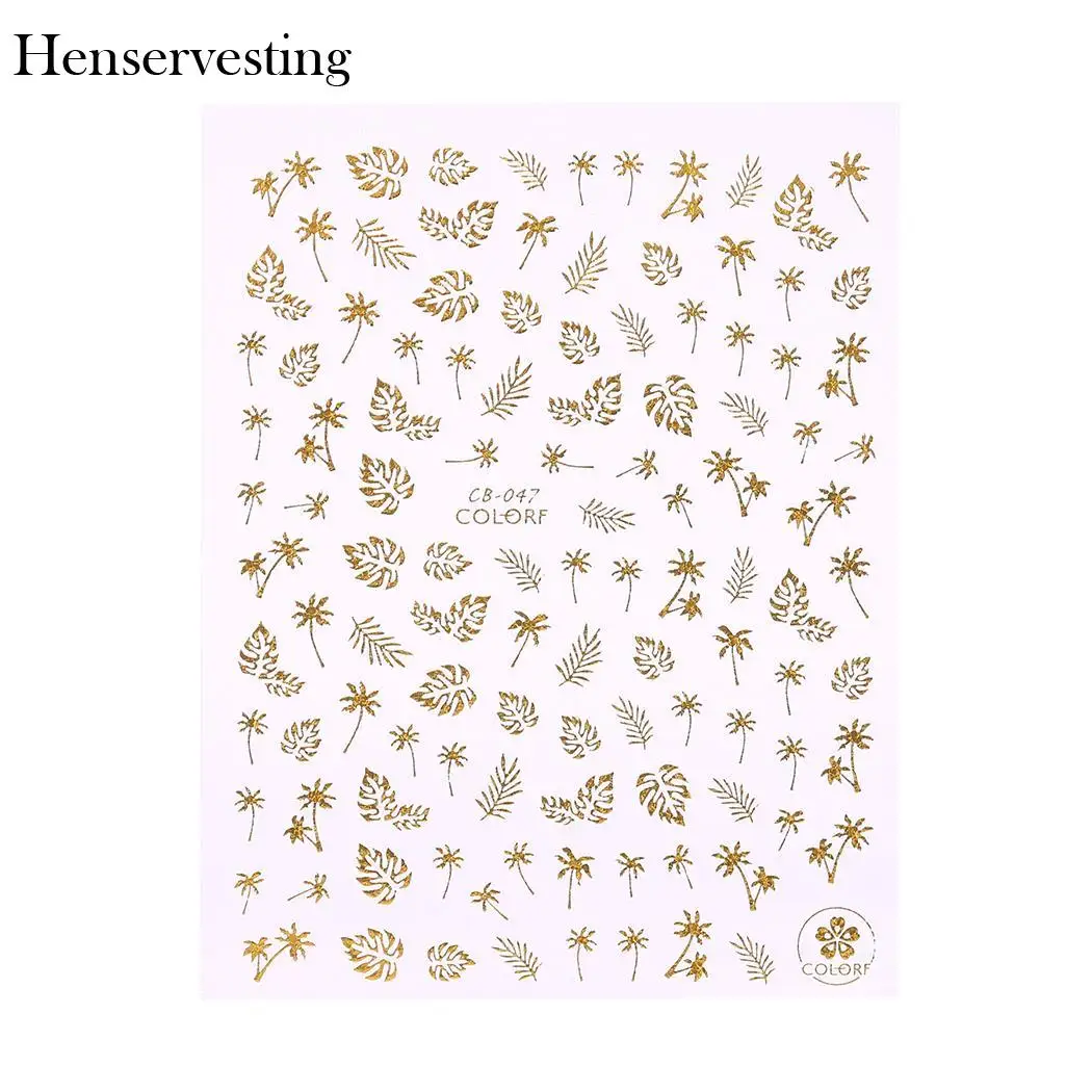 1 шт. 2 вида цветов 3D дизайн наклейки для ногтей лист узор дизайна красивое