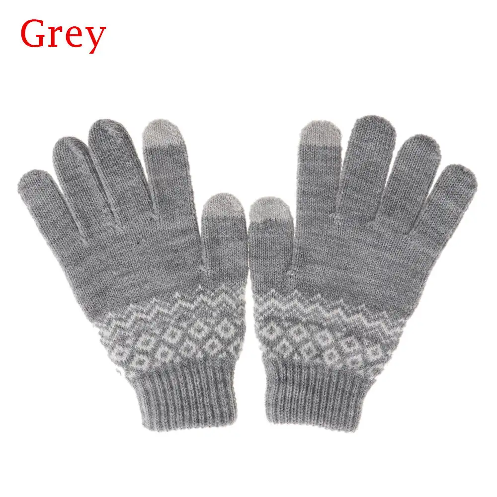 B-grey 1 пара, новые модные зимние перчатки, вязаные шерстяные перчатки для девочек и женщин, утепленные варежки, шерстяные перчатки для мобильного телефона - Цвет: B-grey