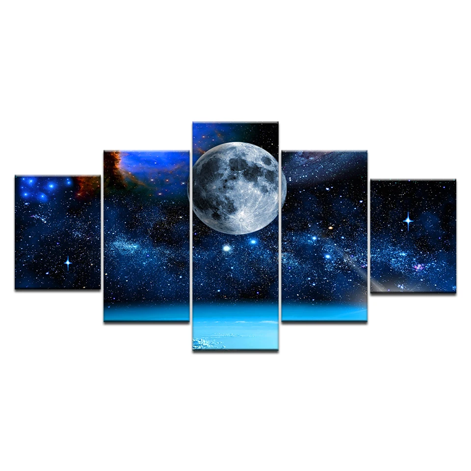 Современный 5 шт. пространство холст картины HD печатные Вселенная Галактика