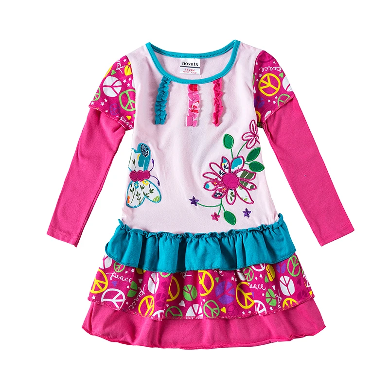 Новинка 2017 платья для девочек Novatx/детская одежда Длинные рукава Вышивка