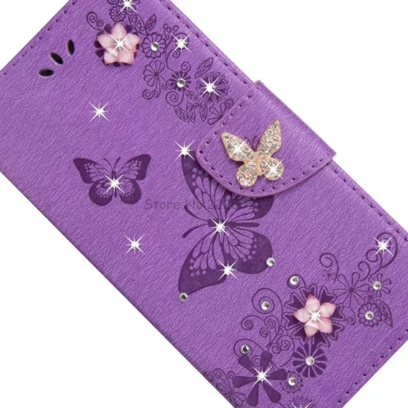 Чехол-книжка TANZ Diamond Butterfly для телефона из искусственной кожи Samsung Galaxy S6 S7 edge S8 plus J3
