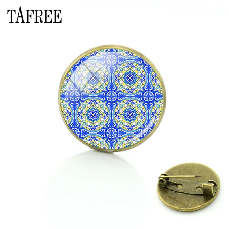 TAFREE Azulejo Portugues искусство стеклянные булавки Цветочный стиль броши изысканный