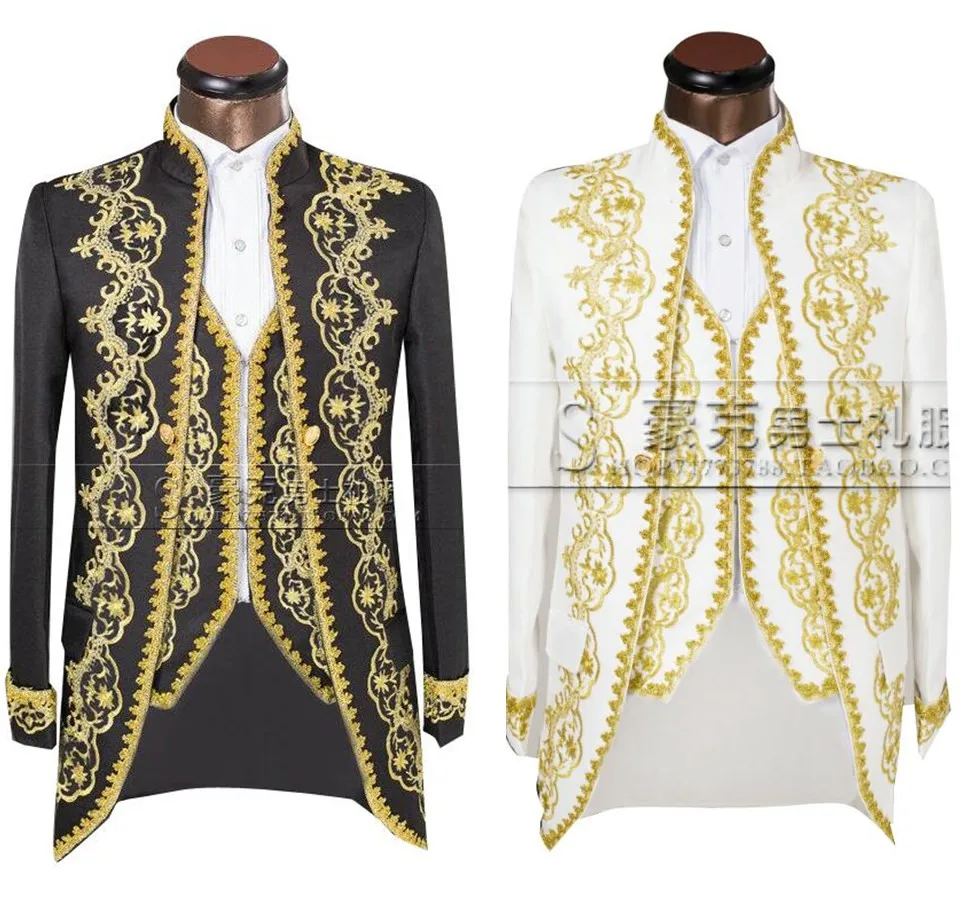 (Пиджак + брюки жилет) золото 2019 модные мужские костюмы Slim Fit фрак Свадебный