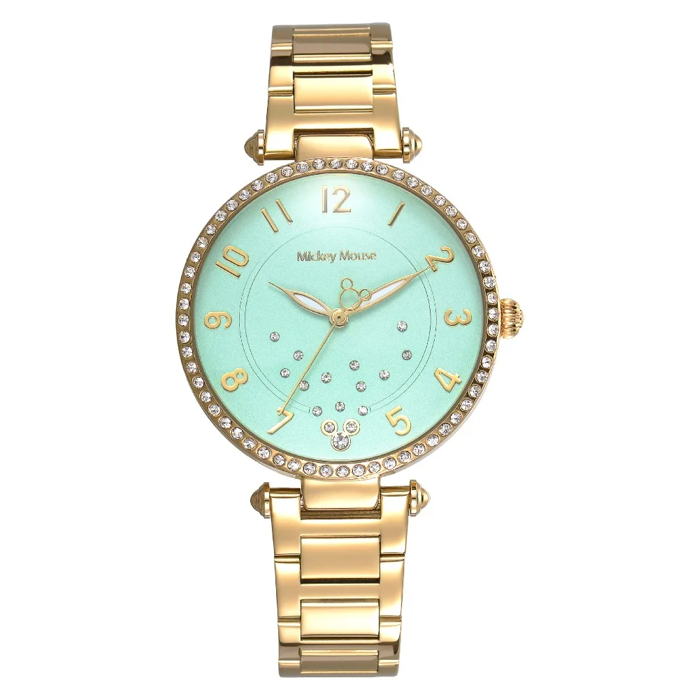 Женские часы из нержавеющей стали роскошные женские со стразами бренд Disney Микки