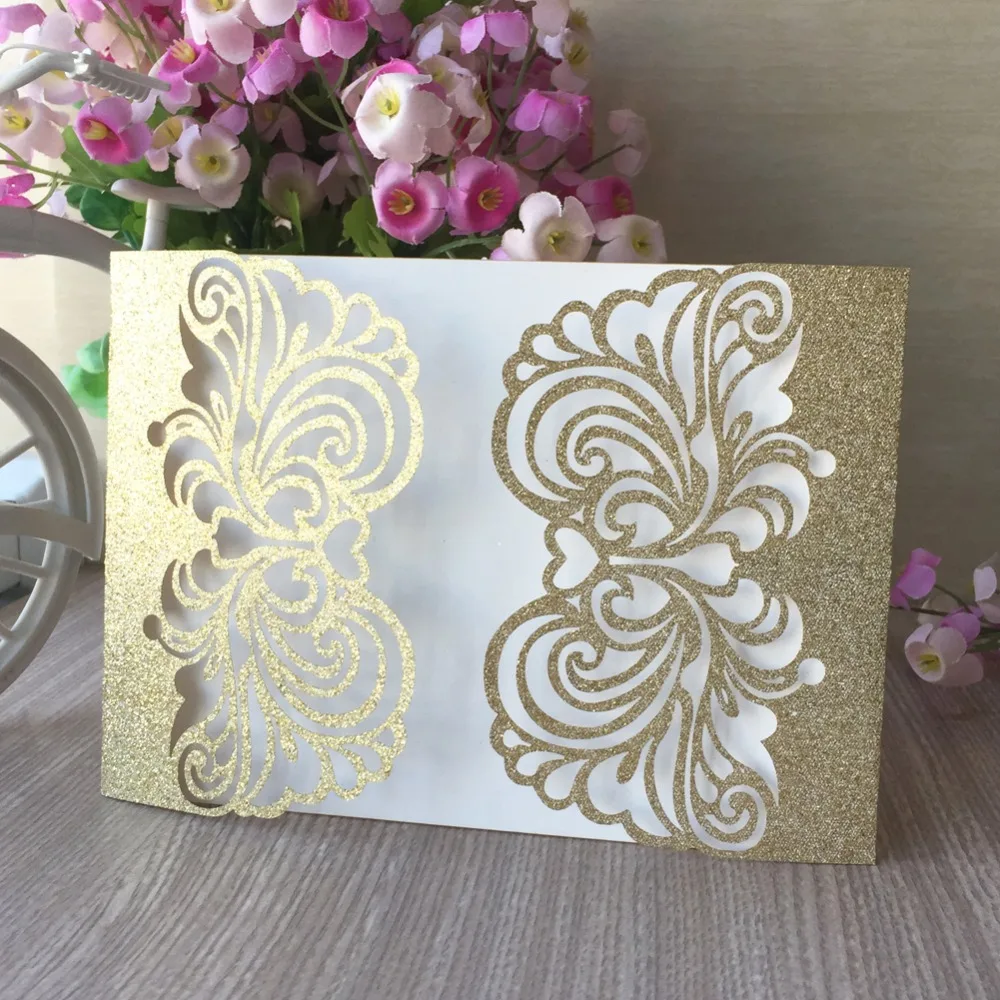 50 шт. новинка лазерная резка блестящая бумага розовое серебро золото