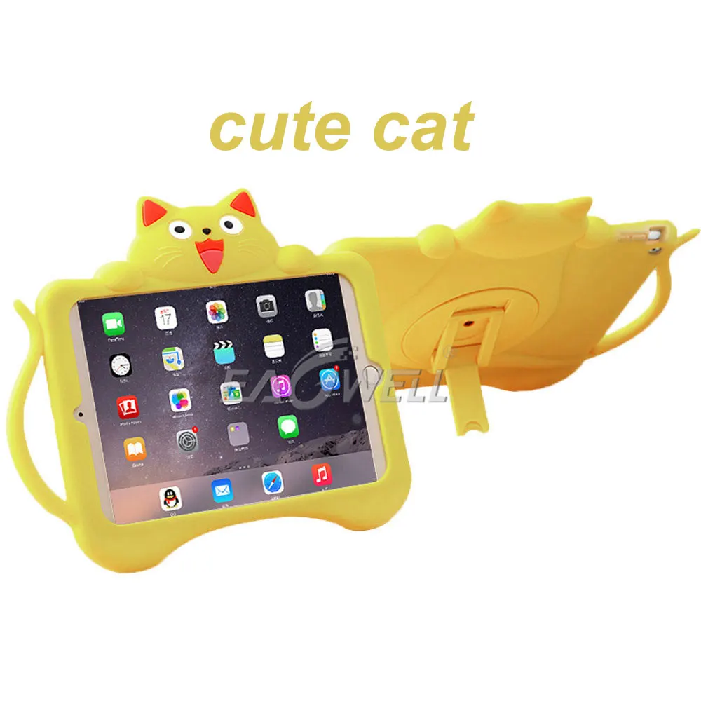 Cat (yellow) Для Apple iPad Pro 9,7 противоударный чехол дети мультфильм силиконовый защитный чехол для планшета Ручка Стенд чехол для iPad Pro 9,7 - Цвет: Cat (yellow)